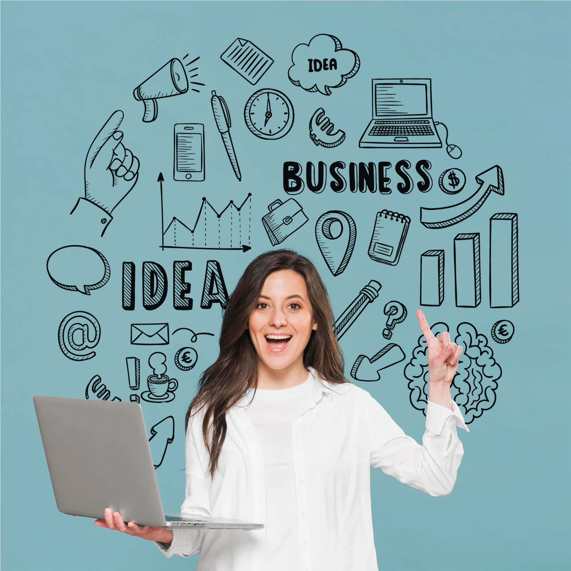 Woman holding a laptop and presenting ideas at a branding agency in Vadodara, symbolizing creativity and growth